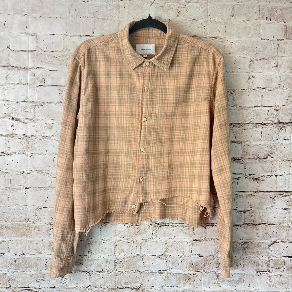 Current / Elliott Size 3 The Mell Shirt Painter Plaid Long Sleeve Large Brown L - Picture 11 of 12
